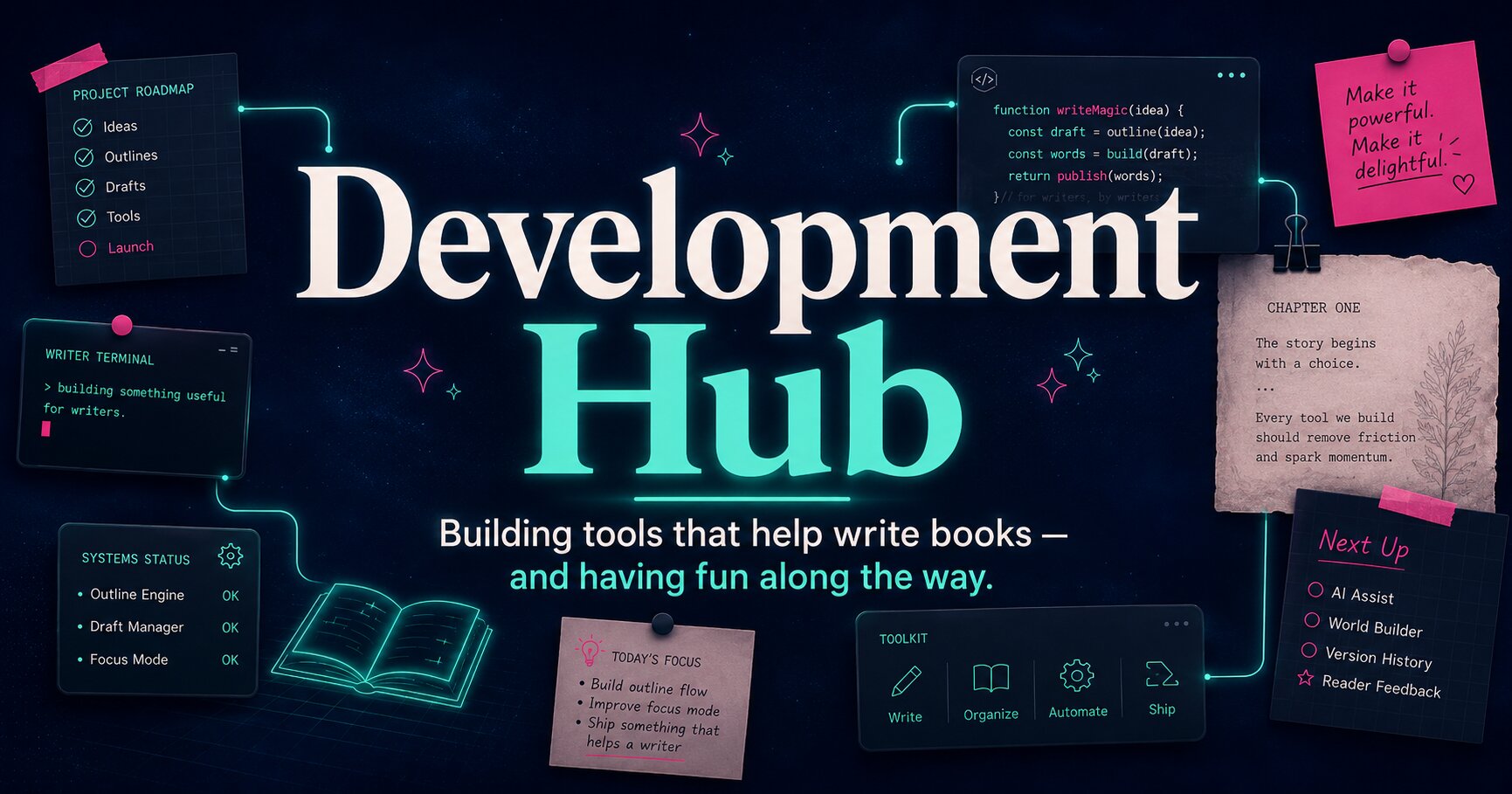 Development Hub: building tools that help write books, and having fun along the way.